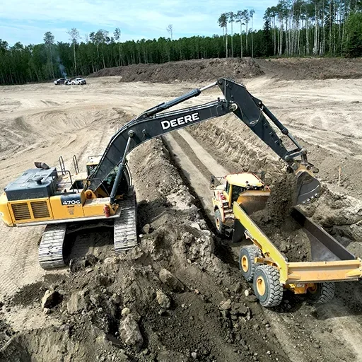 excavator and dumptruck